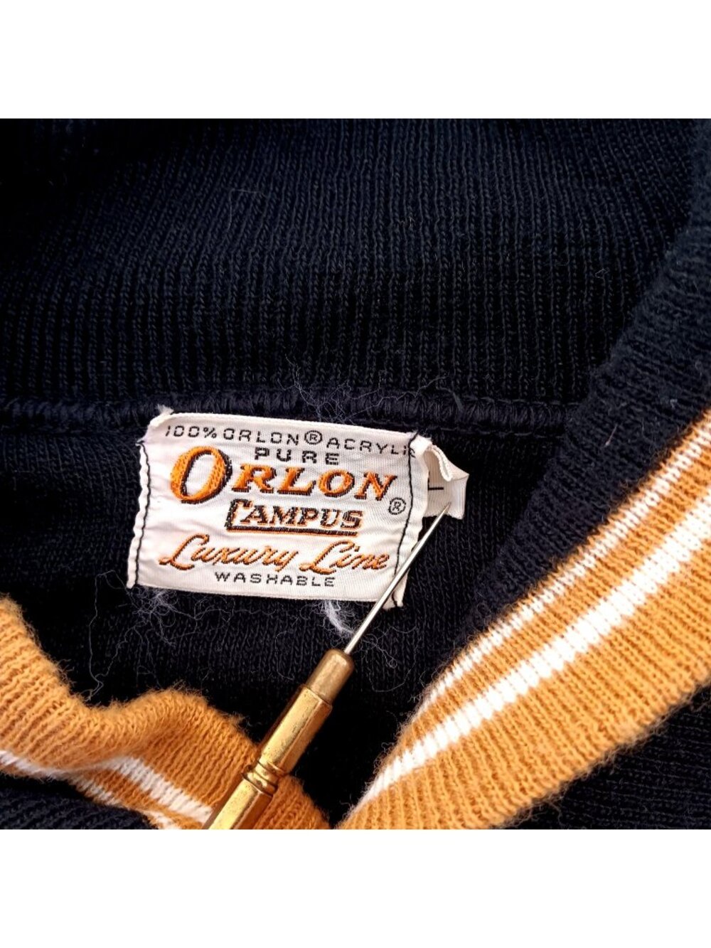 Large Vintage Campus Shawl Collar Sweater Orlon Acrylic Pullover 1960's Mod Prep
